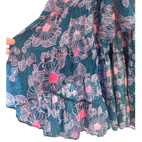 Free People Morning Sun 2-Piece Set Small Teal and Pink Flowers NEW - Picture 13 of 15